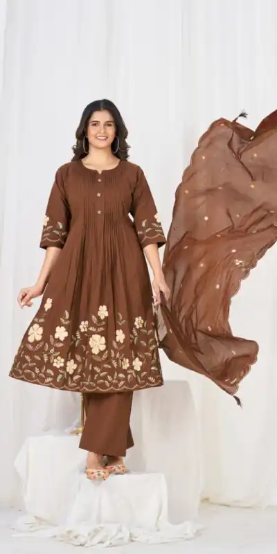 DIVA 159 Brown with Embroidery Work & Cut Work Brown Pure Cotton Salwar Suit . Exclusive Offer ₹2499. Delivery 4-6 Working Days. Shop now. | Jump Suits, Straight Suits, Casual Suits, Creative suits, Designer Suits, Palazzo Suits, Party Wear Suits, Patiala Suits, Salwar suit