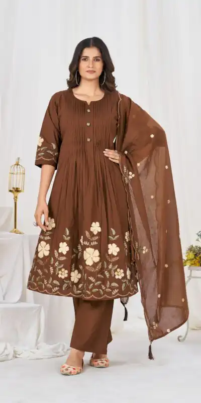 DIVA 159 Brown with Embroidery Work & Cut Work Brown Pure Cotton Salwar Suit . Exclusive Offer ₹2499. Delivery 4-6 Working Days. Shop now. | Jump Suits, Straight Suits, Casual Suits, Creative suits, Designer Suits, Palazzo Suits, Party Wear Suits, Patiala Suits, Salwar suit