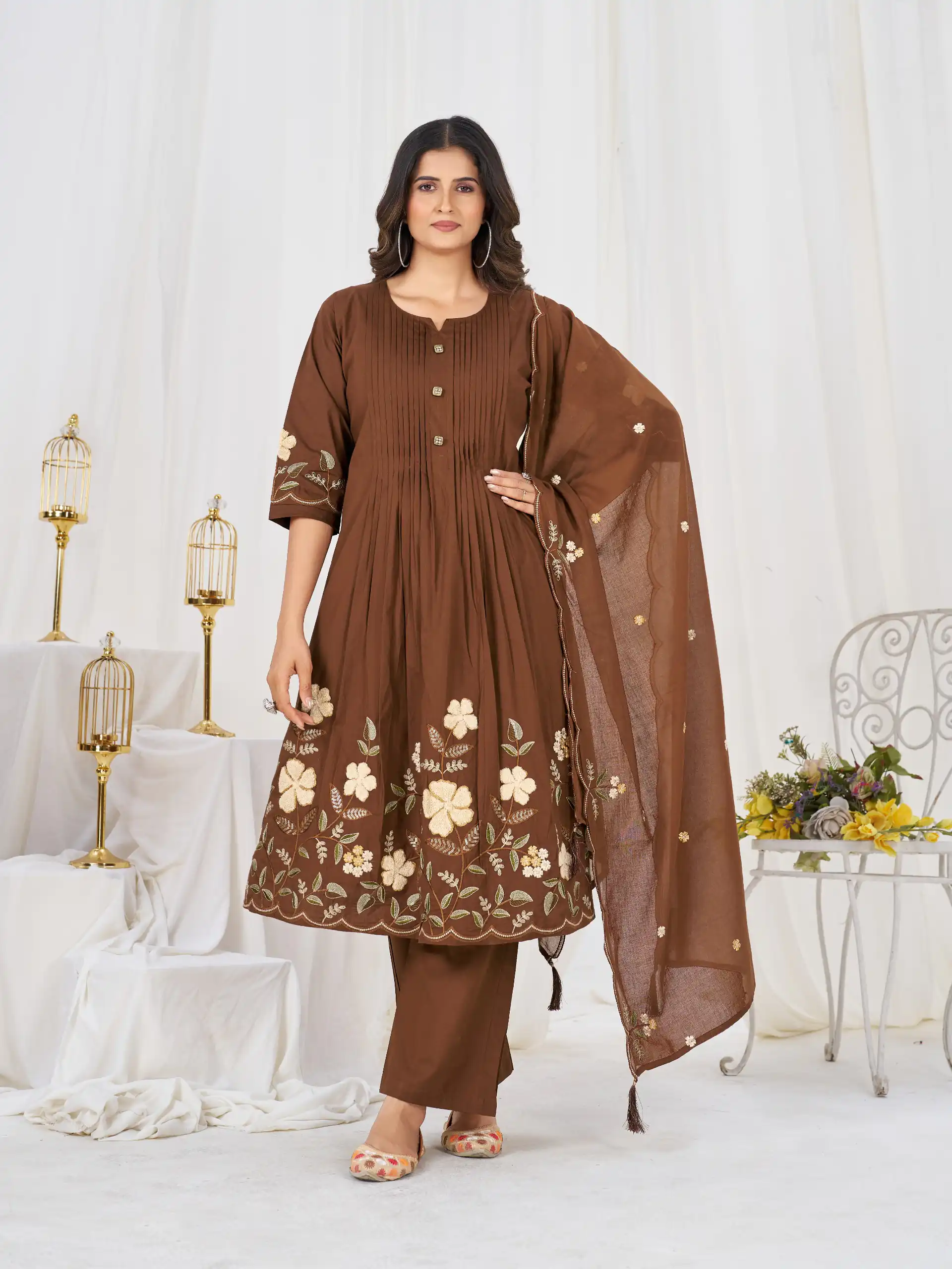 DIVA 159 Brown with Embroidery Work & Cut Work Brown Pure Cotton Salwar Suit . Exclusive Offer ₹2499. Delivery 4-6 Working Days. Shop now. | Jump Suits, Straight Suits, Casual Suits, Creative suits, Designer Suits, Palazzo Suits, Party Wear Suits, Patiala Suits, Salwar suit