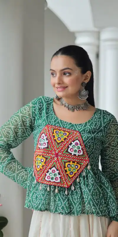 KA 1185 Green Bandhani Kurti. Perfect for Wedding, Party, Ethnic Day, Festival Celebrations, Sangeet – Get it for ₹1419. Delivery 4-6 Working Days. | Bollywood Kurti, Creative Kurtis, Designer Kurti, Kurti, Party Wear Kurti, Selfie Kurti