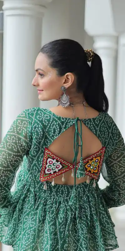 KA 1185 Green Bandhani Kurti. Perfect for Wedding, Party, Ethnic Day, Festival Celebrations, Sangeet – Get it for ₹1419. Delivery 4-6 Working Days. | Bollywood Kurti, Creative Kurtis, Designer Kurti, Kurti, Party Wear Kurti, Selfie Kurti