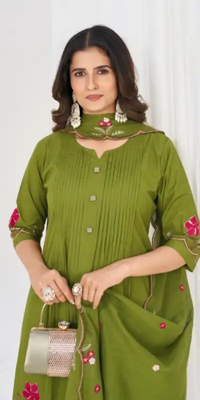 DIVA 159 Green with Embroidery Work & Cut Work Brown Pure Cotton Salwar Suit . Exclusive Offer ₹2499. Delivery 4-6 Working Days. Shop now. | Jump Suits, Straight Suits, Casual Suits, Creative suits, Designer Suits, Palazzo Suits, Party Wear Suits, Patiala Suits, Salwar suit