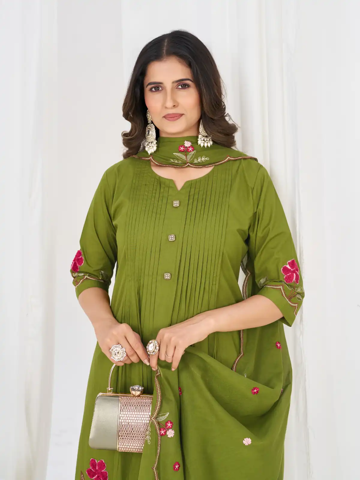 DIVA 159 Green with Embroidery Work & Cut Work Brown Pure Cotton Salwar Suit . Exclusive Offer ₹2499. Delivery 4-6 Working Days. Shop now. | Jump Suits, Straight Suits, Casual Suits, Creative suits, Designer Suits, Palazzo Suits, Party Wear Suits, Patiala Suits, Salwar suit