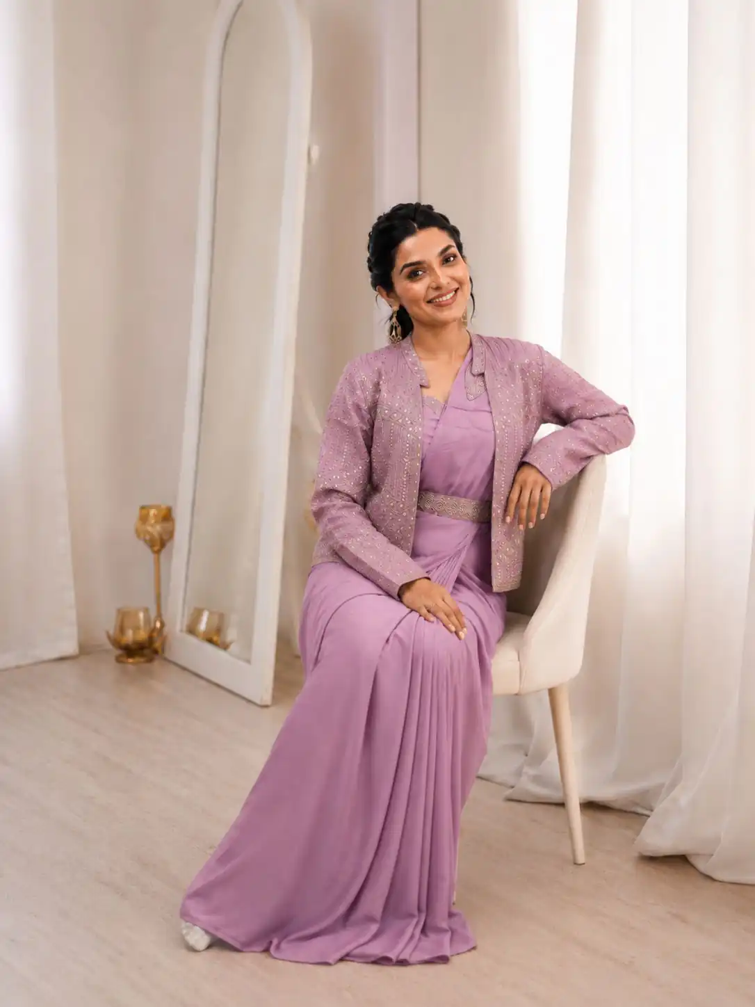 BB 72 Lavender Crap Silk Saree with Sequins Work & Embroidery Work. Festive Deal ₹2399. Delivery 4-6 Working Days. Shop now. | Bollywood Sarees, Creative Sarees, Designer Sarees, Embroidered Sarees, Ethnic Saree, Modern Digital sarees, Party Wear Sarees, Sarees