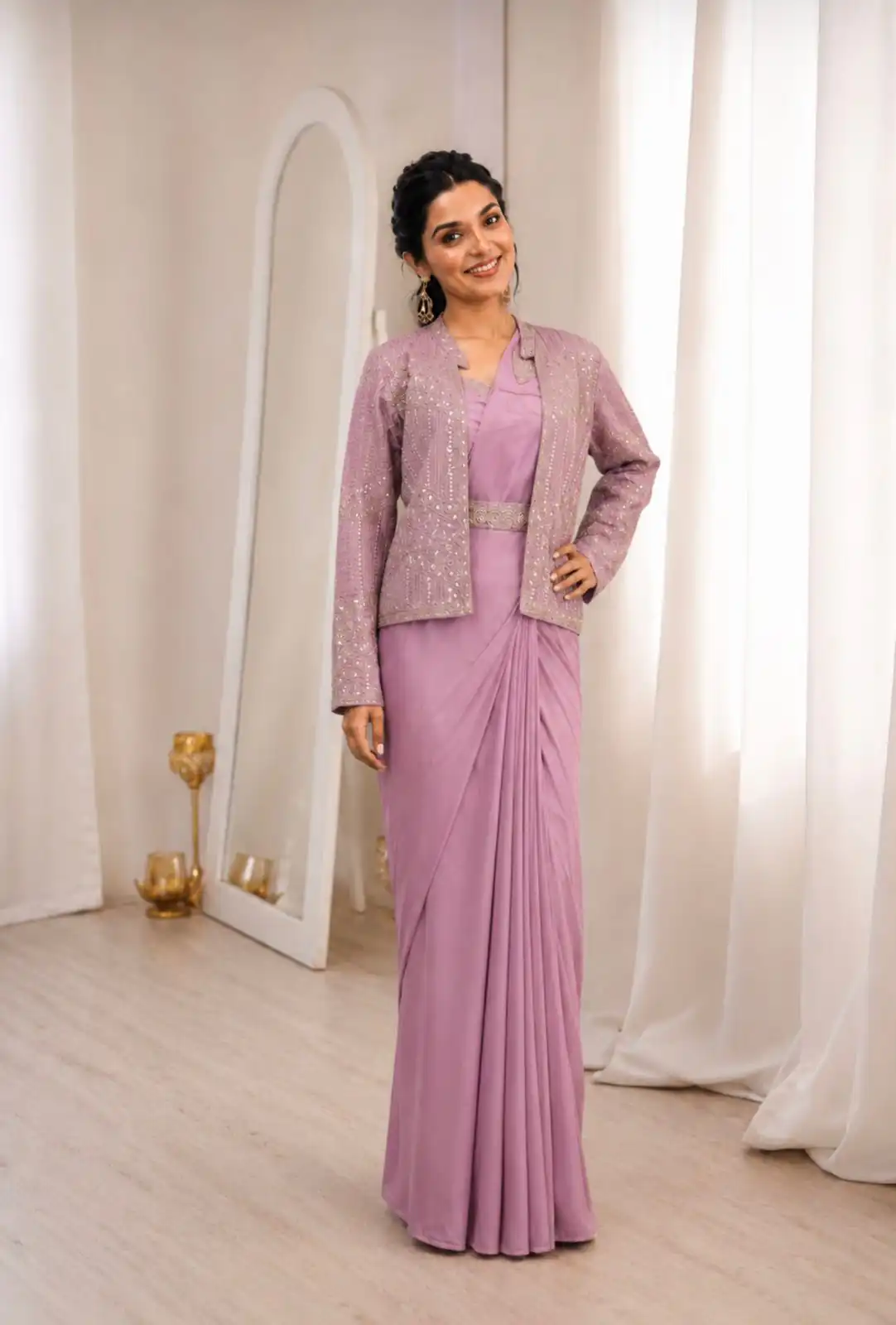 BB 72 Lavender Crap Silk Saree with Sequins Work & Embroidery Work. Festive Deal ₹2399. Delivery 4-6 Working Days. Shop now. | Bollywood Sarees, Creative Sarees, Designer Sarees, Embroidered Sarees, Ethnic Saree, Modern Digital sarees, Party Wear Sarees, Sarees