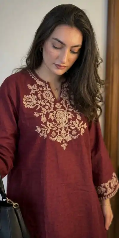 MF 1000 Maroon Colour Rayon Cotton Kurti with Embroidery Work. Introductory Price ₹1449. Delivery 4-6 Working Days. Shop now. | Bollywood Kurti, Creative Kurtis, Designer Kurti, Kurti, Party Wear Kurti, Selfie Kurti