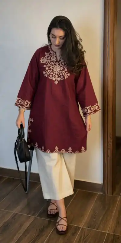 MF 1000 Maroon Colour Rayon Cotton Kurti with Embroidery Work. Introductory Price ₹1449. Delivery 4-6 Working Days. Shop now. | Bollywood Kurti, Creative Kurtis, Designer Kurti, Kurti, Party Wear Kurti, Selfie Kurti