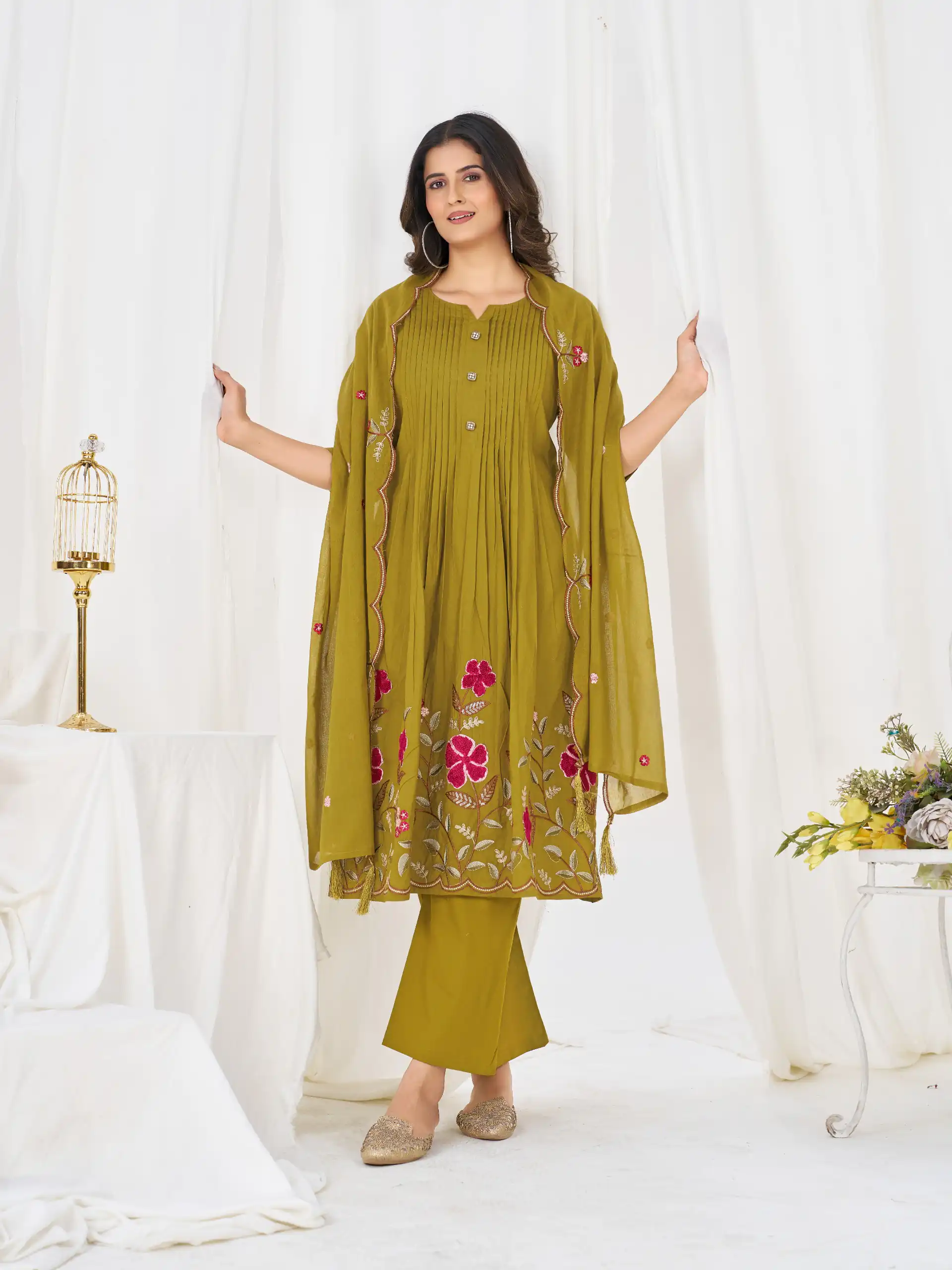 DIVA 159 Mustered with Embroidery Work & Cut Work Brown Pure Cotton Salwar Suit . Exclusive Offer ₹2499. Delivery 4-6 Working Days. Shop now. | Jump Suits, Straight Suits, Casual Suits, Creative suits, Designer Suits, Palazzo Suits, Party Wear Suits, Patiala Suits, Salwar suit
