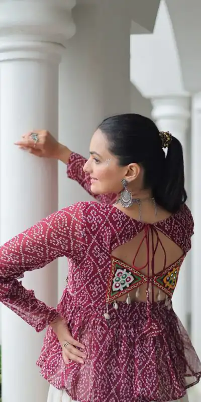 KA 1185 Pink Bandhani Kurti. Perfect for Wedding, Party, Ethnic Day, Festival Celebrations, Sangeet – Get it for ₹1419. Delivery 4-6 Working Days. | Bollywood Kurti, Creative Kurtis, Designer Kurti, Kurti, Party Wear Kurti, Selfie Kurti