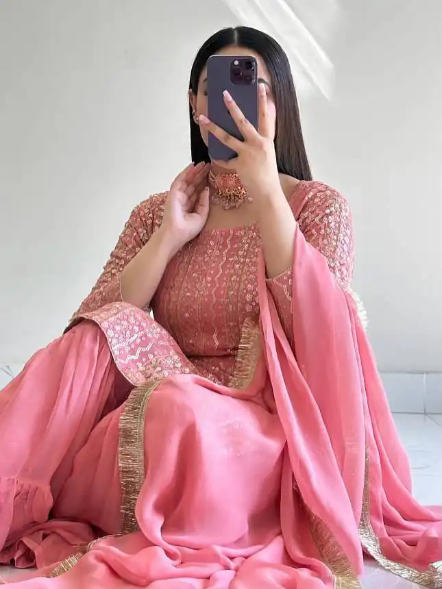 ZD 10010 Pink in Pink Fox Georgette. Sequins Work & Embroidery Work Salwar Suit Special Price ₹2399. Delivery 4-6 Working Days. Shop now. | Jump Suits, Straight Suits, Casual Suits, Creative suits, Designer Suits, Palazzo Suits, Party Wear Suits, Patiala Suits, Salwar suit