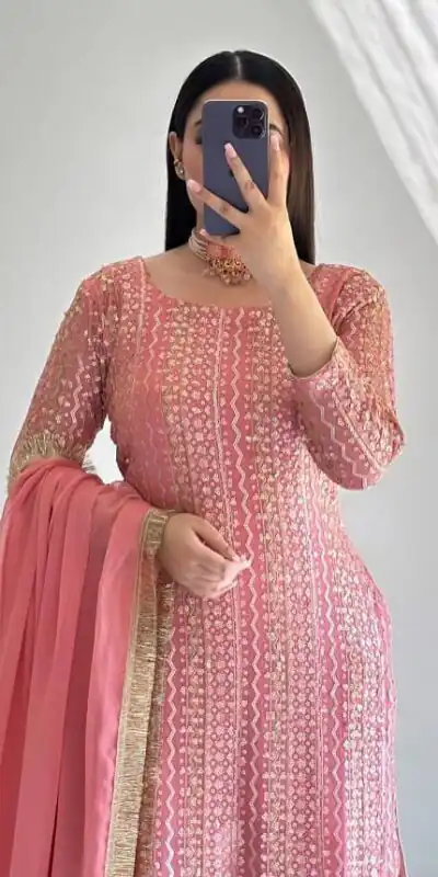 ZD 10010 Pink in Pink Fox Georgette. Sequins Work & Embroidery Work Salwar Suit Special Price ₹2399. Delivery 4-6 Working Days. Shop now. | Jump Suits, Straight Suits, Casual Suits, Creative suits, Designer Suits, Palazzo Suits, Party Wear Suits, Patiala Suits, Salwar suit