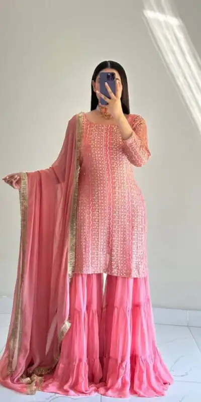 ZD 10010 Pink in Pink Fox Georgette. Sequins Work & Embroidery Work Salwar Suit Special Price ₹2399. Delivery 4-6 Working Days. Shop now. | Jump Suits, Straight Suits, Casual Suits, Creative suits, Designer Suits, Palazzo Suits, Party Wear Suits, Patiala Suits, Salwar suit