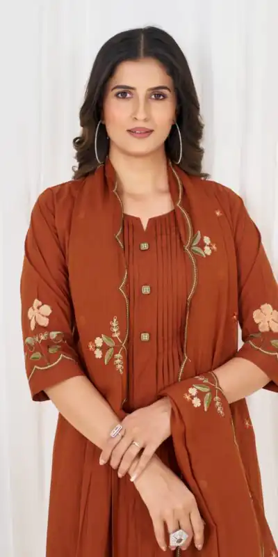 DIVA 159 Rust with Embroidery Work & Cut Work Brown Pure Cotton Salwar Suit . Exclusive Offer ₹2499. Delivery 4-6 Working Days. Shop now. | Jump Suits, Straight Suits, Casual Suits, Creative suits, Designer Suits, Palazzo Suits, Party Wear Suits, Patiala Suits, Salwar suit