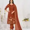 DIVA 159 Rust with Embroidery Work & Cut Work Brown Pure Cotton Salwar Suit . Exclusive Offer ₹2499. Delivery 4-6 Working Days. Shop now. | Jump Suits, Straight Suits, Casual Suits, Creative suits, Designer Suits, Palazzo Suits, Party Wear Suits, Patiala Suits, Salwar suit