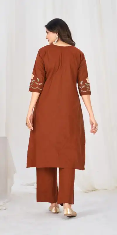 DIVA 159 Rust with Embroidery Work & Cut Work Brown Pure Cotton Salwar Suit . Exclusive Offer ₹2499. Delivery 4-6 Working Days. Shop now. | Jump Suits, Straight Suits, Casual Suits, Creative suits, Designer Suits, Palazzo Suits, Party Wear Suits, Patiala Suits, Salwar suit