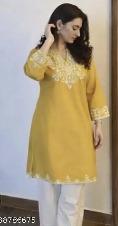 MF 1000 Yellow Colour Rayon Cotton Kurti with Embroidery Work. Introductory Price ₹1449. Delivery 4-6 Working Days. Shop now. | Bollywood Kurti, Creative Kurtis, Designer Kurti, Kurti, Party Wear Kurti, Selfie Kurti