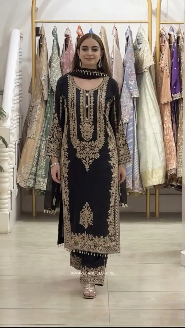 SR 1716 Black Colour Faux Georgette Salwar Suit with Lace Work. Introductory Price ₹2449. Delivery 4-6 Working Days. Shop now. | Jump Suits, Straight Suits, Casual Suits, Creative suits, Designer Suits, Palazzo Suits, Party Wear Suits, Patiala Suits, Salwar suit