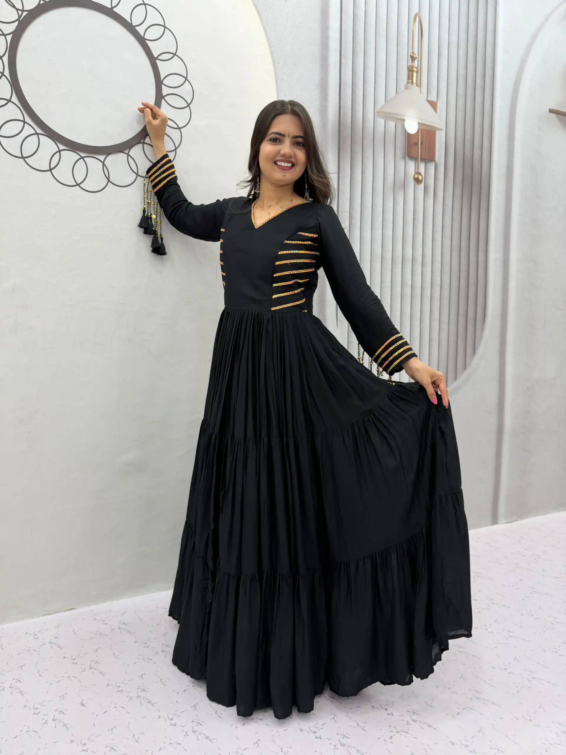 PC 590 Black in Color Pure Cotton ace Work Gown . Wedding, Party, Festive, Events Get it for ₹2449. Delivery 4-6 Working Days. Best Online Shop now. | Bollywood Gowns, Creative Gowns, Designer Gowns, Embroidered Gowns, Gowns, Party Wear Gowns