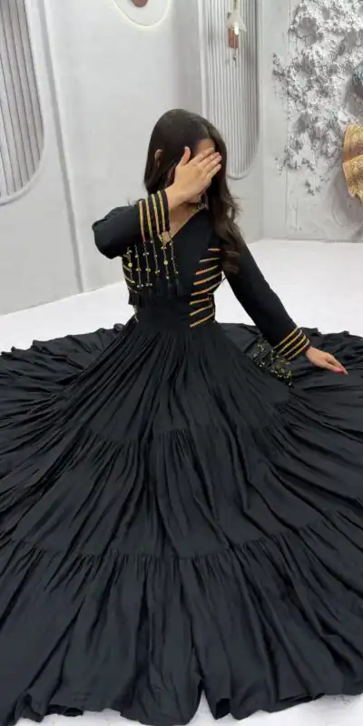 PC 590 Black in Color Pure Cotton ace Work Gown . Wedding, Party, Festive, Events Get it for ₹2449. Delivery 4-6 Working Days. Best Online Shop now. | Bollywood Gowns, Creative Gowns, Designer Gowns, Embroidered Gowns, Gowns, Party Wear Gowns