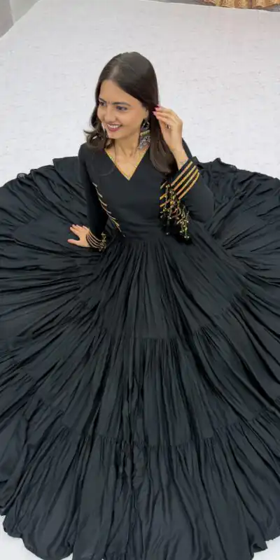 PC 590 Black in Color Pure Cotton ace Work Gown . Wedding, Party, Festive, Events Get it for ₹2449. Delivery 4-6 Working Days. Best Online Shop now. | Bollywood Gowns, Creative Gowns, Designer Gowns, Embroidered Gowns, Gowns, Party Wear Gowns