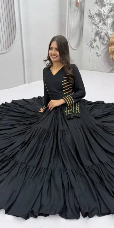 PC 590 Black in Color Pure Cotton ace Work Gown . Wedding, Party, Festive, Events Get it for ₹2449. Delivery 4-6 Working Days. Best Online Shop now. | Bollywood Gowns, Creative Gowns, Designer Gowns, Embroidered Gowns, Gowns, Party Wear Gowns