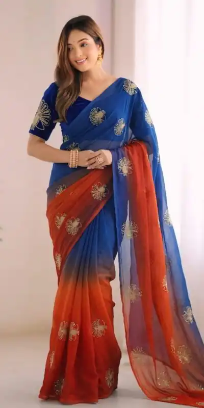 SC 1052 Blue Fendy Silk Saree Perfect for Wedding, Party, Baby Shower, Pongal, Housewarming – . Available at ₹1799 only. Delivery 4-6 Working Days. | Bollywood Sarees, Creative Sarees, Designer Sarees, Embroidered Sarees, Ethnic Saree, Modern Digital sarees, Party Wear Sarees, Sarees