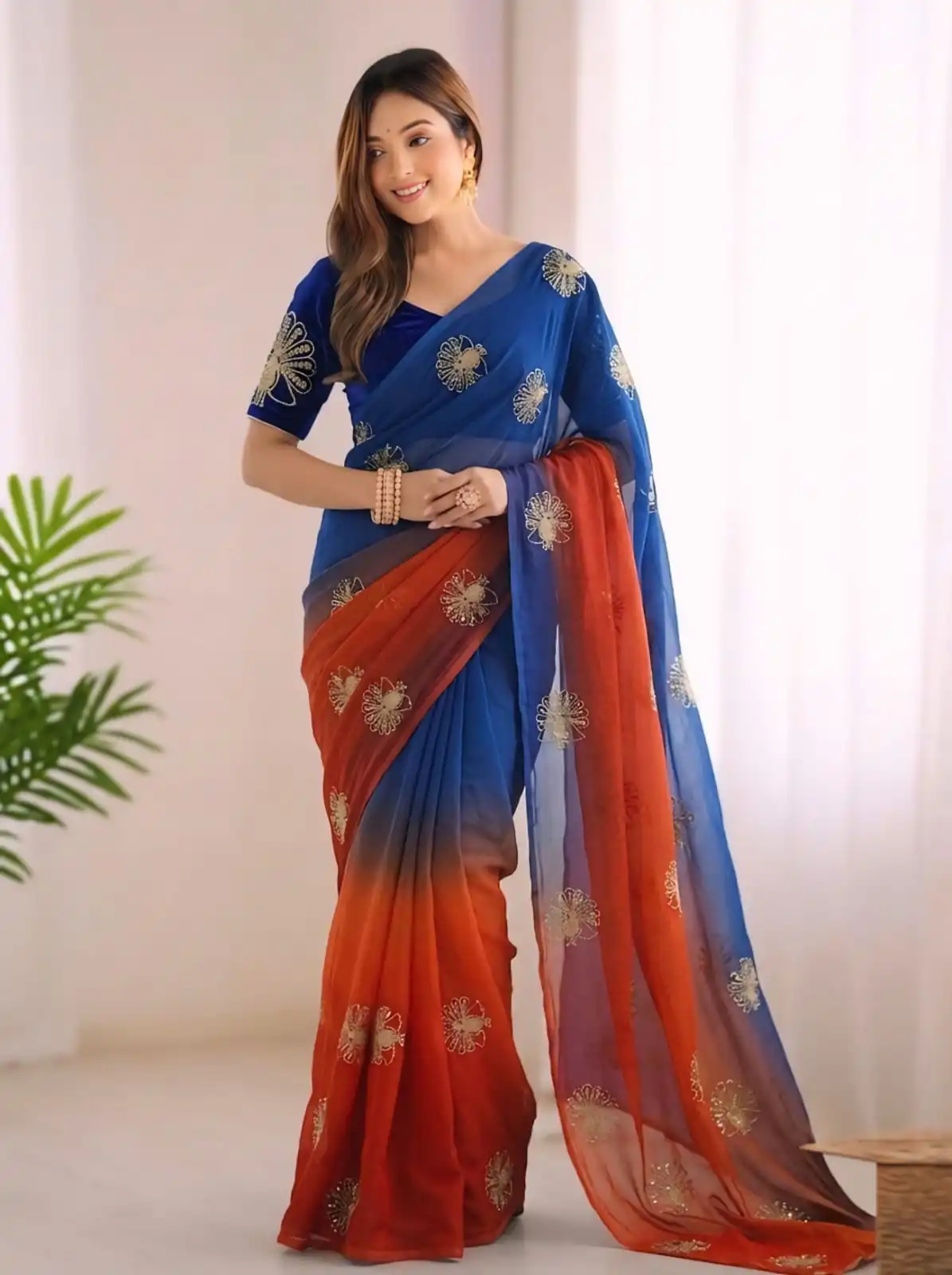 SC 1052 Blue Fendy Silk Saree Perfect for Wedding, Party, Baby Shower, Pongal, Housewarming – . Available at ₹1799 only. Delivery 4-6 Working Days. | Bollywood Sarees, Creative Sarees, Designer Sarees, Embroidered Sarees, Ethnic Saree, Modern Digital sarees, Party Wear Sarees, Sarees