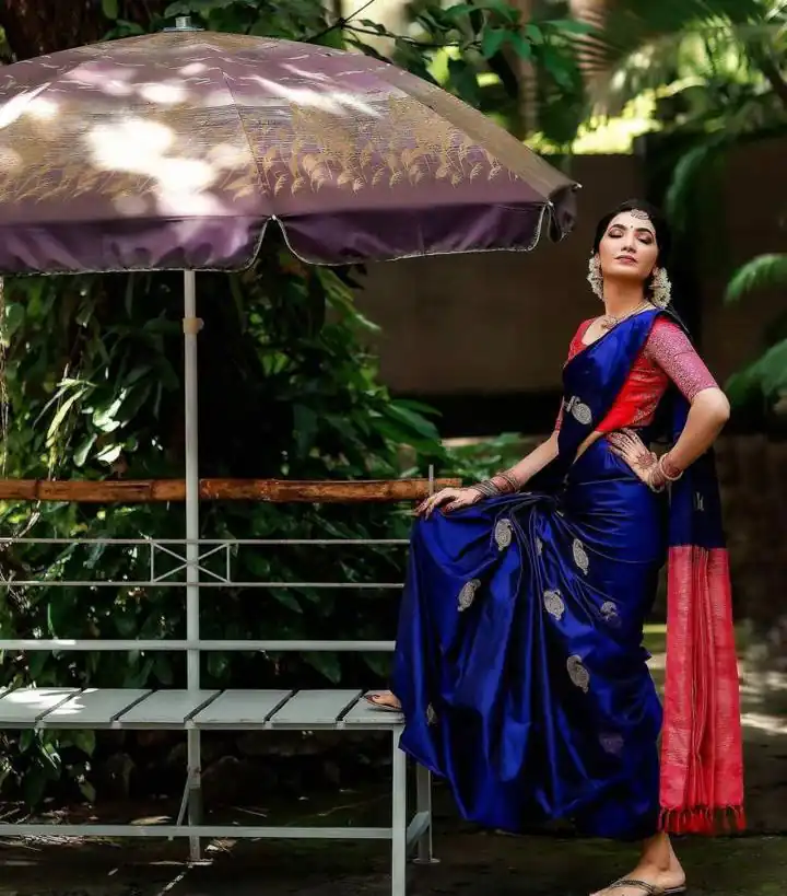 KP 2053 Blue in Soft Lichi Silk Jacquard Work Designer Work Saree . Exclusive Offer ₹1249. Delivery 4-6 Working Days. Shop now. | Bollywood Sarees, Creative Sarees, Designer Sarees, Embroidered Sarees, Ethnic Saree, Modern Digital sarees, Party Wear Sarees, Sarees
