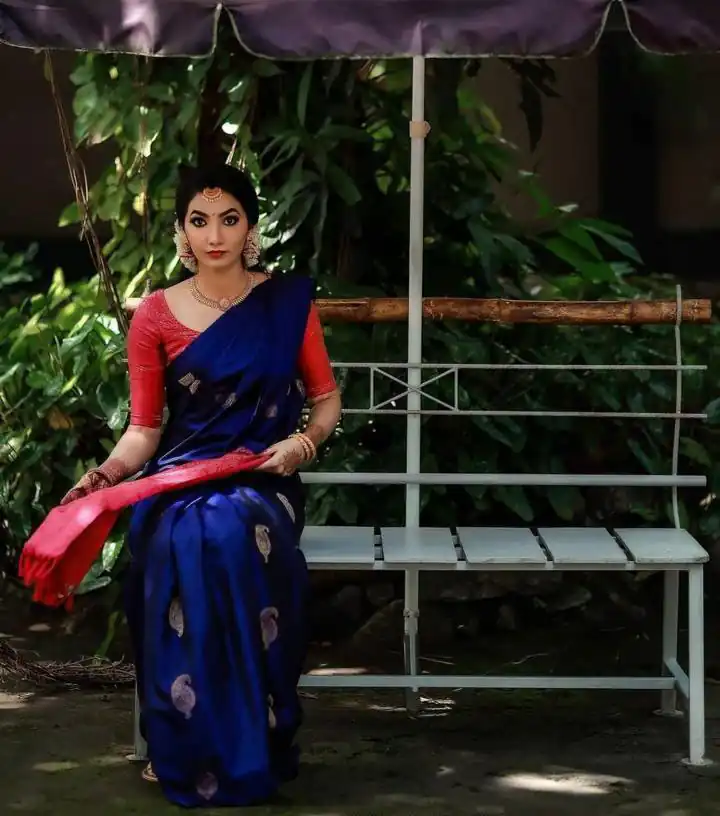 KP 2053 Blue in Soft Lichi Silk Jacquard Work Designer Work Saree . Exclusive Offer ₹1249. Delivery 4-6 Working Days. Shop now. | Bollywood Sarees, Creative Sarees, Designer Sarees, Embroidered Sarees, Ethnic Saree, Modern Digital sarees, Party Wear Sarees, Sarees