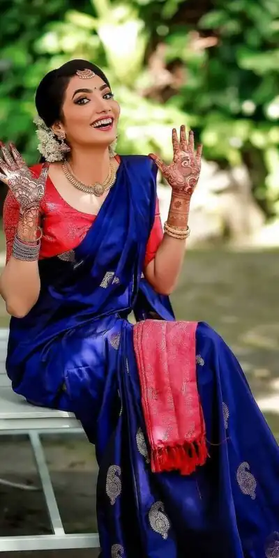 KP 2053 Blue in Soft Lichi Silk Jacquard Work Designer Work Saree . Exclusive Offer ₹1249. Delivery 4-6 Working Days. Shop now. | Bollywood Sarees, Creative Sarees, Designer Sarees, Embroidered Sarees, Ethnic Saree, Modern Digital sarees, Party Wear Sarees, Sarees
