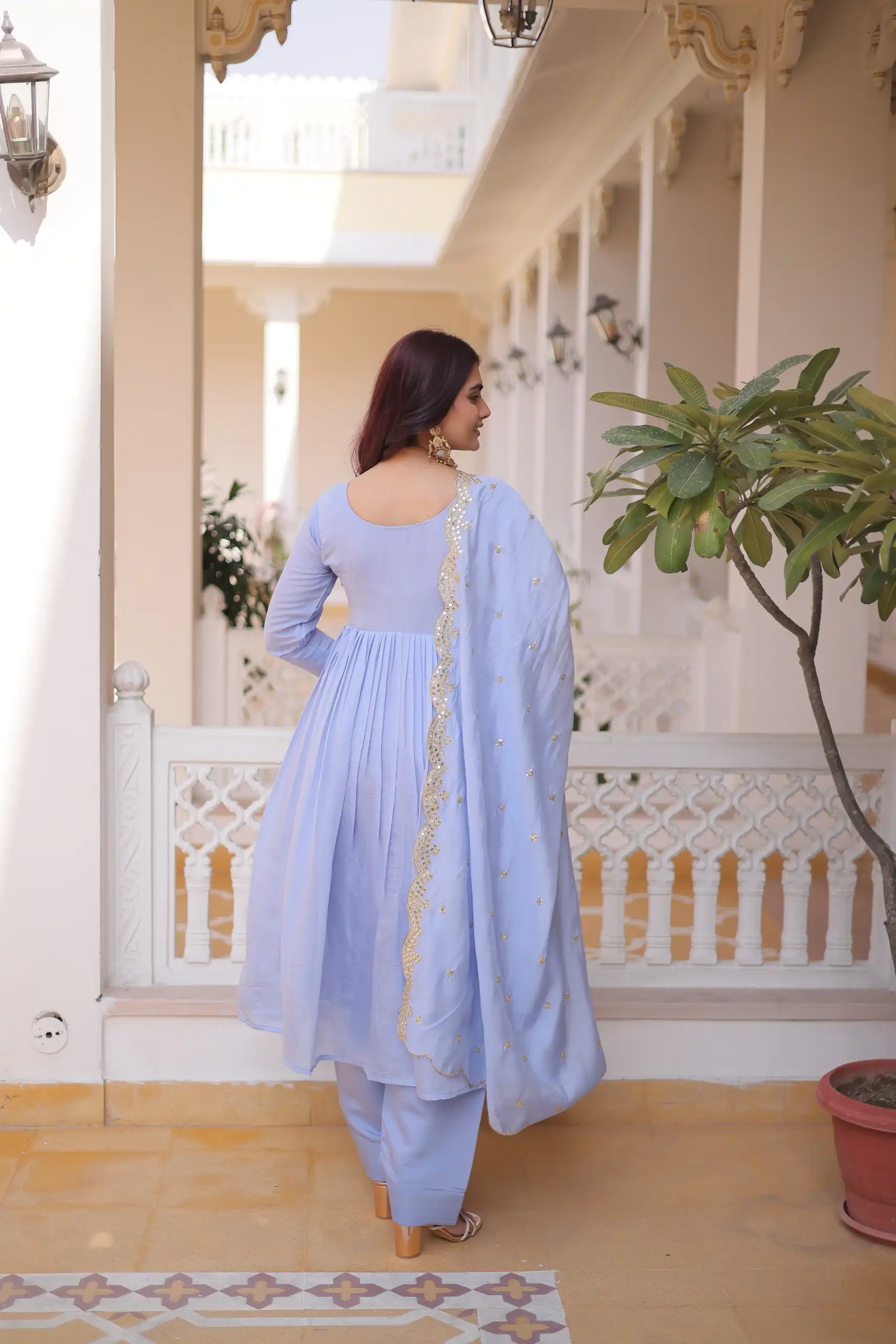 KA 1241 Lavender Roman Silk Gown. Perfect for Wedding, Party, Traditional Day, Sangeet, Pongal – Exclusive Offer ₹2599. Delivery 4-6 Working Days. Shop now | Bollywood Gowns, Creative Gowns, Designer Gowns, Embroidered Gowns, Gowns, Party Wear Gowns