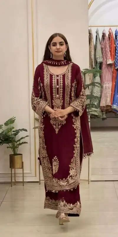 SR 1716 Maroon Colour Faux Georgette Salwar Suit with Lace Work. Introductory Price ₹2449. Delivery 4-6 Working Days. Shop now. | Jump Suits, Straight Suits, Casual Suits, Creative suits, Designer Suits, Palazzo Suits, Party Wear Suits, Patiala Suits, Salwar suit