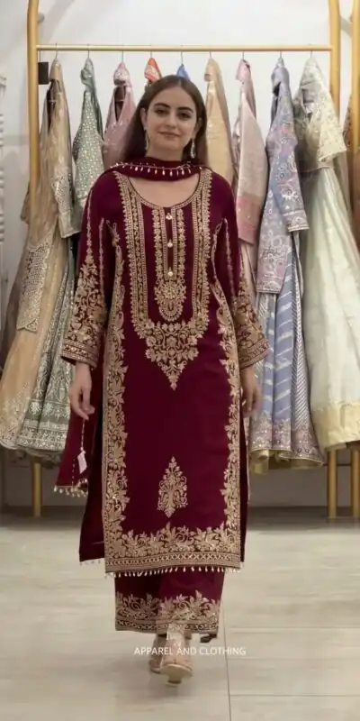 SR 1716 Maroon Colour Faux Georgette Salwar Suit with Lace Work. Introductory Price ₹2449. Delivery 4-6 Working Days. Shop now. | Jump Suits, Straight Suits, Casual Suits, Creative suits, Designer Suits, Palazzo Suits, Party Wear Suits, Patiala Suits, Salwar suit