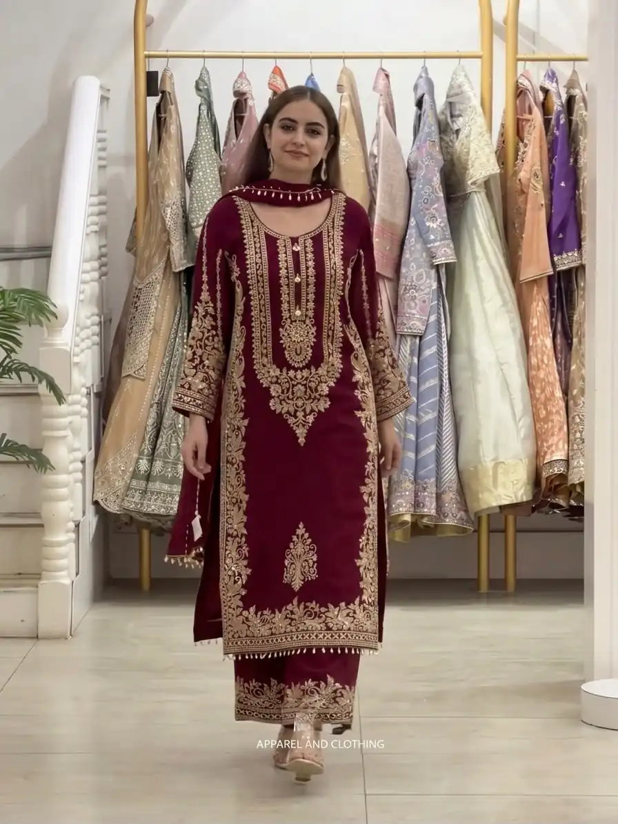 SR 1716 Maroon Colour Faux Georgette Salwar Suit with Lace Work. Introductory Price ₹2449. Delivery 4-6 Working Days. Shop now. | Jump Suits, Straight Suits, Casual Suits, Creative suits, Designer Suits, Palazzo Suits, Party Wear Suits, Patiala Suits, Salwar suit