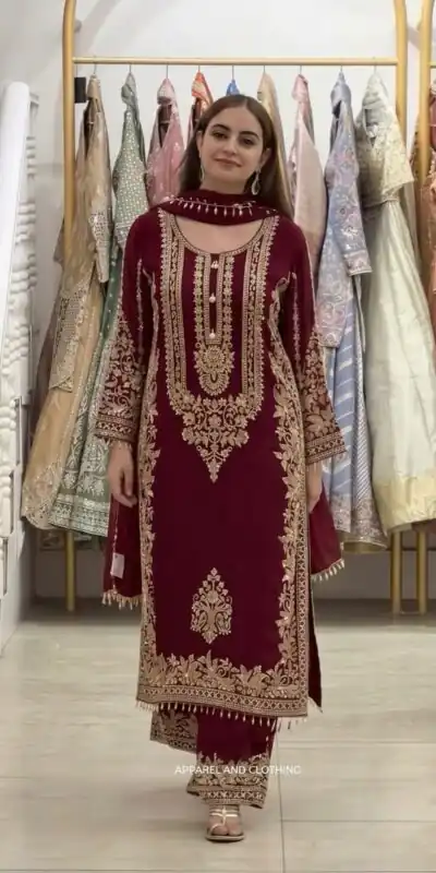 SR 1716 Maroon Colour Faux Georgette Salwar Suit with Lace Work. Introductory Price ₹2449. Delivery 4-6 Working Days. Shop now. | Jump Suits, Straight Suits, Casual Suits, Creative suits, Designer Suits, Palazzo Suits, Party Wear Suits, Patiala Suits, Salwar suit