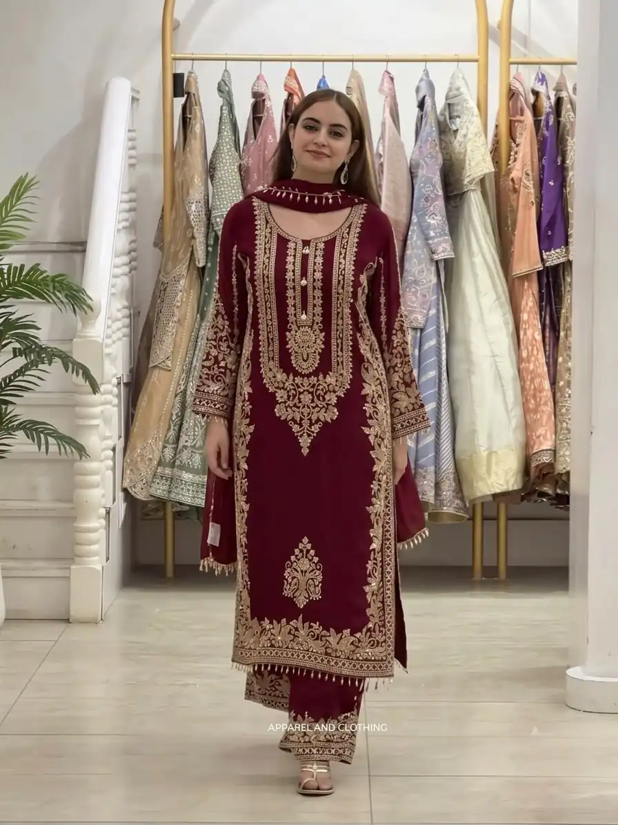 SR 1716 Maroon Colour Faux Georgette Salwar Suit with Lace Work. Introductory Price ₹2449. Delivery 4-6 Working Days. Shop now. | Jump Suits, Straight Suits, Casual Suits, Creative suits, Designer Suits, Palazzo Suits, Party Wear Suits, Patiala Suits, Salwar suit