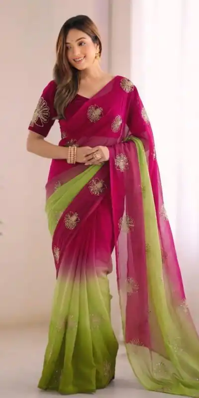 SC 1052 Pink Fendy Silk Saree Perfect for Wedding, Party, Baby Shower, Pongal, Housewarming – . Available at ₹1799 only. Delivery 4-6 Working Days. | Bollywood Sarees, Creative Sarees, Designer Sarees, Embroidered Sarees, Ethnic Saree, Modern Digital sarees, Party Wear Sarees, Sarees