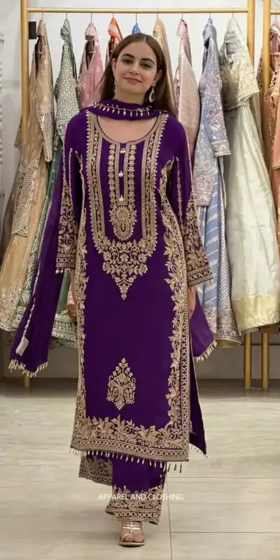 SR 1716 Purple Colour Faux Georgette Salwar Suit with Lace Work. Introductory Price ₹2449. Delivery 4-6 Working Days. Shop now. | Jump Suits, Straight Suits, Casual Suits, Creative suits, Designer Suits, Palazzo Suits, Party Wear Suits, Patiala Suits, Salwar suit