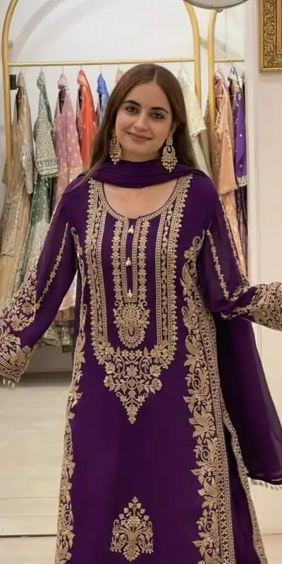 SR 1716 Purple Colour Faux Georgette Salwar Suit with Lace Work. Introductory Price ₹2449. Delivery 4-6 Working Days. Shop now. | Jump Suits, Straight Suits, Casual Suits, Creative suits, Designer Suits, Palazzo Suits, Party Wear Suits, Patiala Suits, Salwar suit