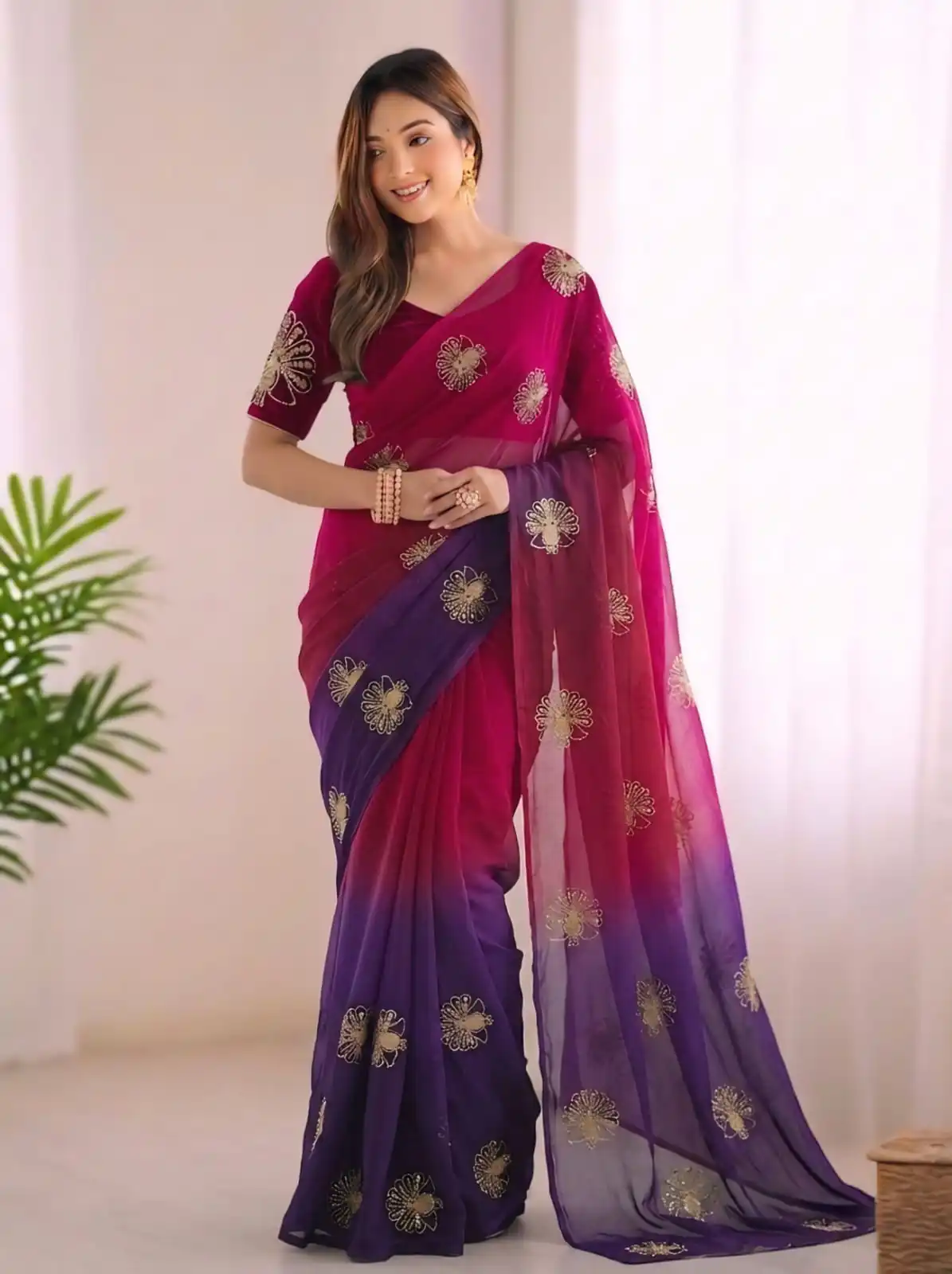 SC 1052 Purple Fendy Silk Saree Perfect for Wedding, Party, Baby Shower, Pongal, Housewarming – . Available at ₹1799 only. Delivery 4-6 Working Days. | Bollywood Sarees, Creative Sarees, Designer Sarees, Embroidered Sarees, Ethnic Saree, Modern Digital sarees, Party Wear Sarees, Sarees
