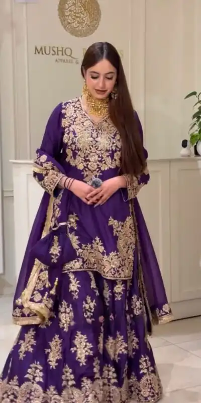 MT 1079 Purple Natural Silk Salwar Suit with Sequins Work & Embroidery Work. Special Price ₹2449. Delivery 4-6 Working Days. Shop now. | Jump Suits, Straight Suits, Casual Suits, Creative suits, Designer Suits, Palazzo Suits, Party Wear Suits, Patiala Suits, Salwar suit