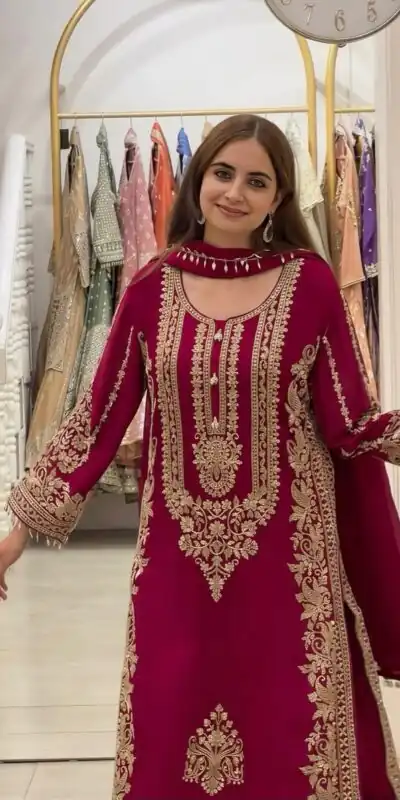 SR 1716 Red Colour Faux Georgette Salwar Suit with Lace Work. Introductory Price ₹2449. Delivery 4-6 Working Days. Shop now. | Jump Suits, Straight Suits, Casual Suits, Creative suits, Designer Suits, Palazzo Suits, Party Wear Suits, Patiala Suits, Salwar suit