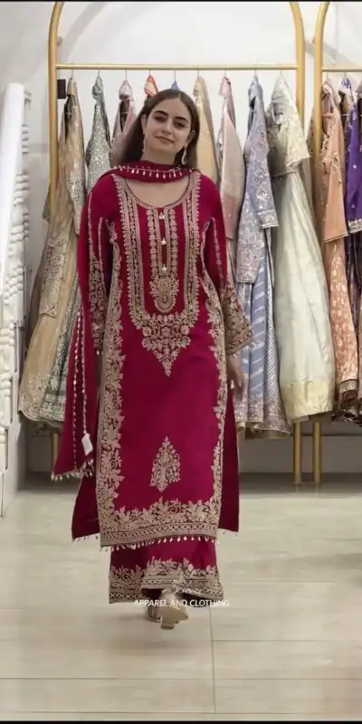 SR 1716 Red Colour Faux Georgette Salwar Suit with Lace Work. Introductory Price ₹2449. Delivery 4-6 Working Days. Shop now. | Jump Suits, Straight Suits, Casual Suits, Creative suits, Designer Suits, Palazzo Suits, Party Wear Suits, Patiala Suits, Salwar suit