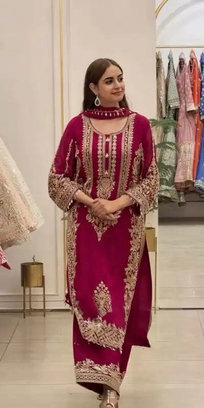 SR 1716 Red Colour Faux Georgette Salwar Suit with Lace Work. Introductory Price ₹2449. Delivery 4-6 Working Days. Shop now. | Jump Suits, Straight Suits, Casual Suits, Creative suits, Designer Suits, Palazzo Suits, Party Wear Suits, Patiala Suits, Salwar suit