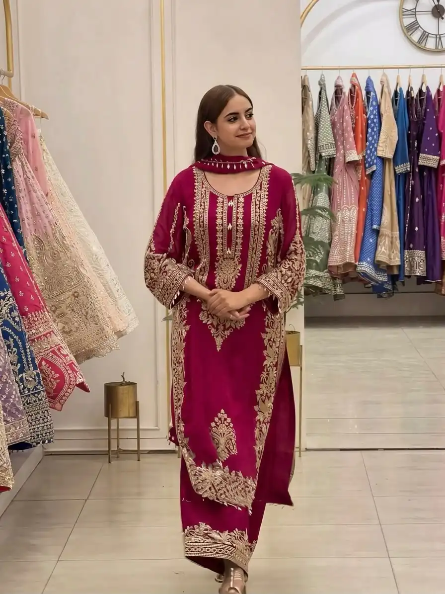 SR 1716 Red Colour Faux Georgette Salwar Suit with Lace Work. Introductory Price ₹2449. Delivery 4-6 Working Days. Shop now. | Jump Suits, Straight Suits, Casual Suits, Creative suits, Designer Suits, Palazzo Suits, Party Wear Suits, Patiala Suits, Salwar suit