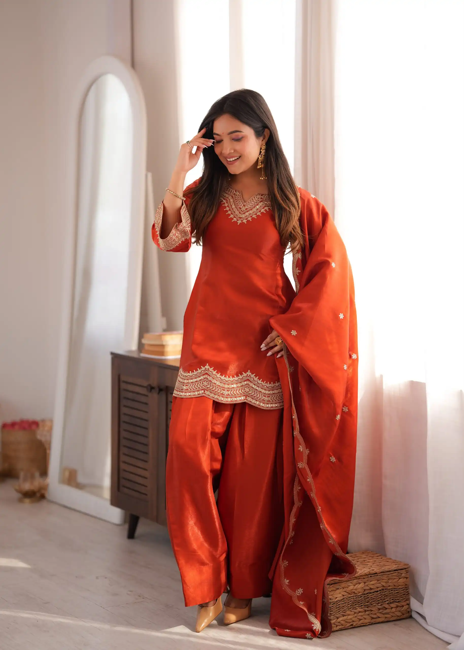 KB 307 Rust in Glass Roman Silk. Sequins Work & Embroidery Work Salwar Suit Festive Deal ₹1999. Delivery 4-6 Working Days. Shop now. | Jump Suits, Straight Suits, Casual Suits, Creative suits, Designer Suits, Palazzo Suits, Party Wear Suits, Patiala Suits, Salwar suit