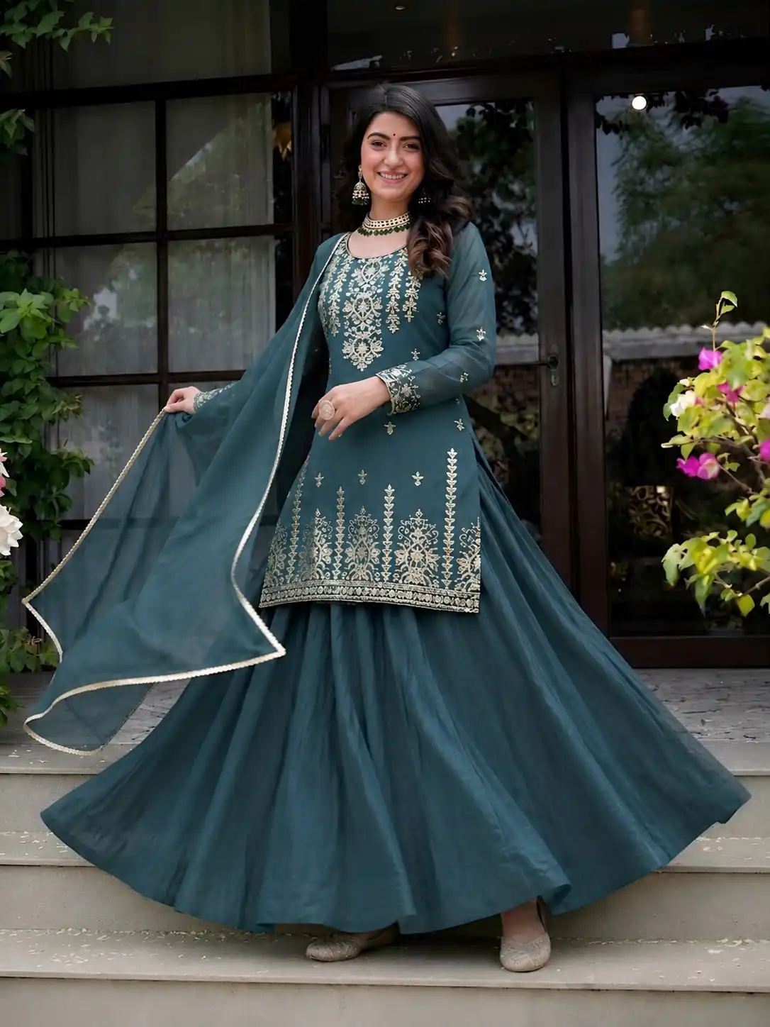 MD 3101 Teal Roman Cotton Lehenga Choli. Perfect for Wedding, Party, Makar Sankranti, Pooja, Anniversary – Grab it for ₹2099. Delivery 4-6 Working Day | Bollywood Lehenga, Creative Lehenga, Designer Lehenga, Embroidered Lehenga, Lehenga, Party Wear Lehenga