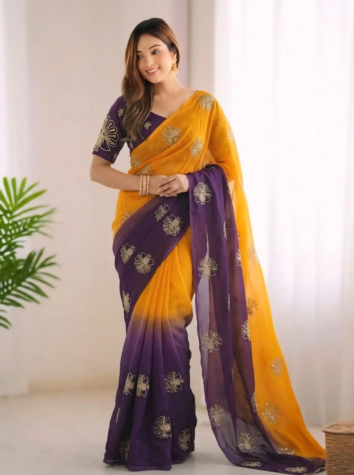 SC 1052 Yellow Fendy Silk Saree Perfect for Wedding, Party, Baby Shower, Pongal, Housewarming – . Available at ₹1799 only. Delivery 4-6 Working Days. | Bollywood Sarees, Creative Sarees, Designer Sarees, Embroidered Sarees, Ethnic Saree, Modern Digital sarees, Party Wear Sarees, Sarees