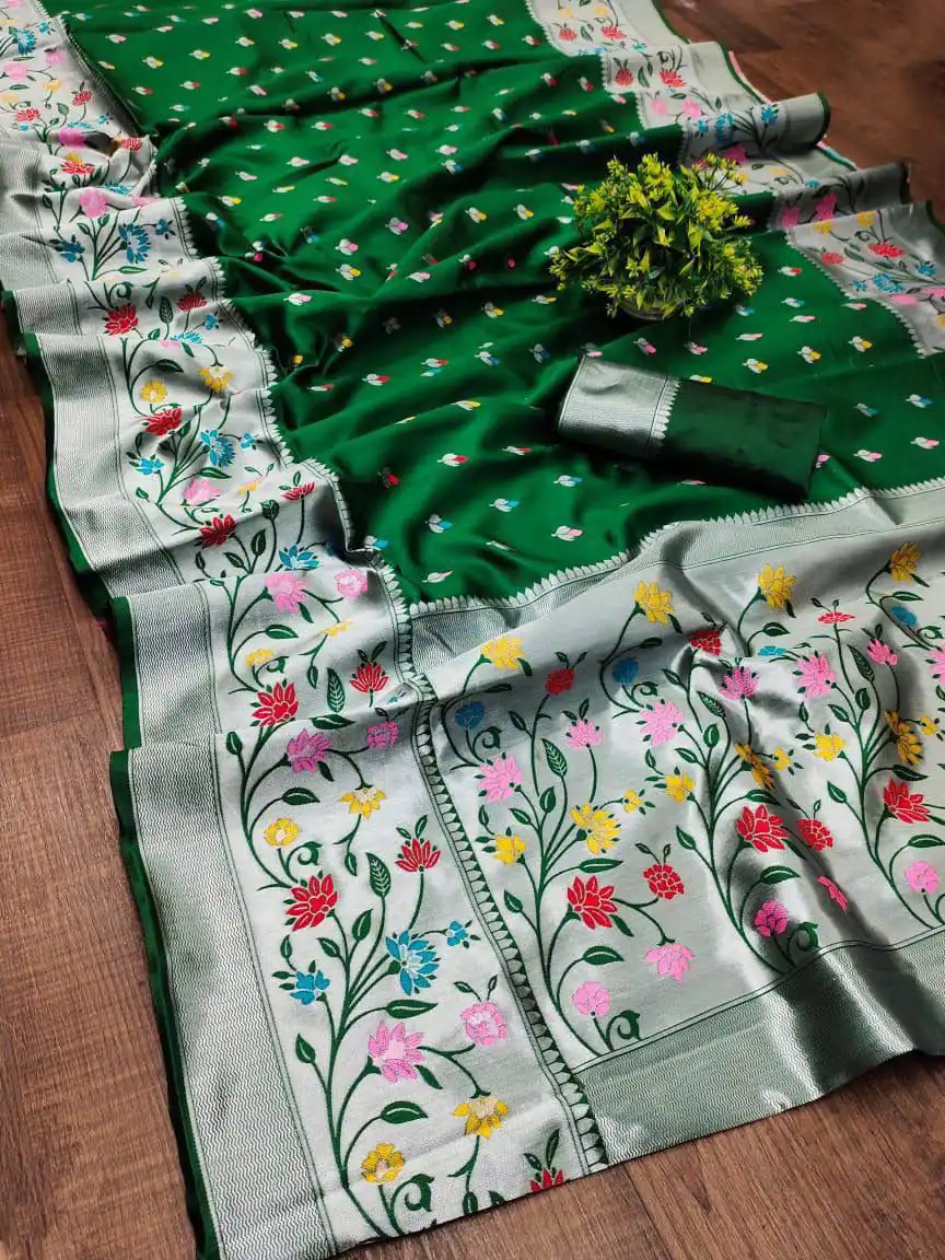KPR 295 Green Soft Lichi Silk Cloth Saree Perfect for Wedding, Party, Family Gatherings, Sangeet, Ethnic Day – . Festive Deal ₹1449. Delivery 4-6 Workin | Bollywood Sarees, Creative Sarees, Designer Sarees, Embroidered Sarees, Ethnic Saree, Modern Digital sarees, Party Wear Sarees, Sarees