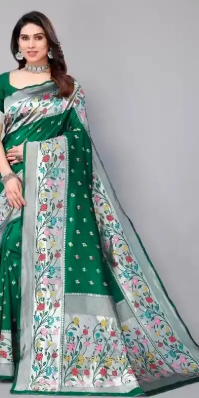 KPR 295 Green Soft Lichi Silk Cloth Saree Perfect for Wedding, Party, Family Gatherings, Sangeet, Ethnic Day – . Festive Deal ₹1449. Delivery 4-6 Workin | Bollywood Sarees, Creative Sarees, Designer Sarees, Embroidered Sarees, Ethnic Saree, Modern Digital sarees, Party Wear Sarees, Sarees